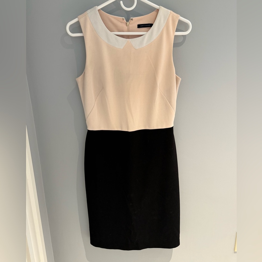 Tommy Hilfiger Cream and Black Midi Dress